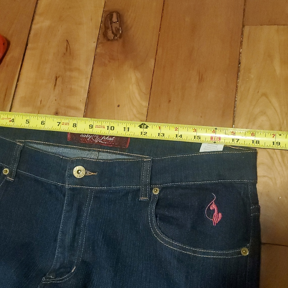 Baby Phat Dark Blue Denim y2k Jeans with :cats Meow !: Back Pockets - Picture 14 of 15